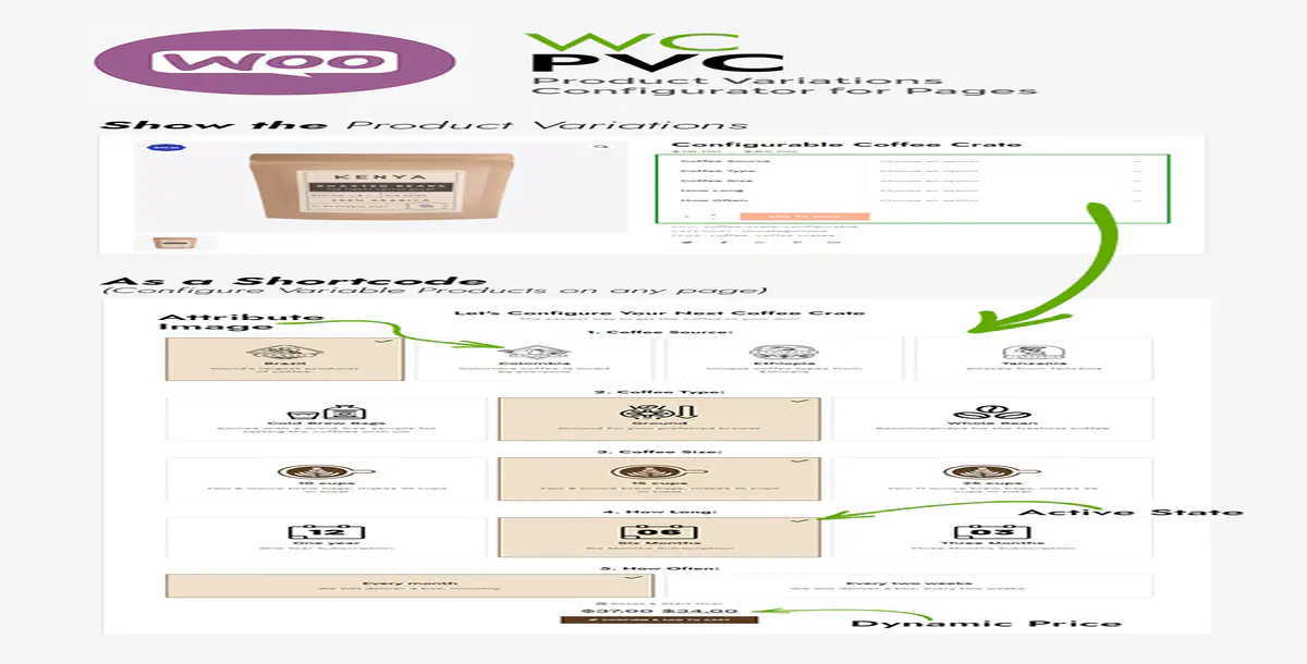 WC Product Variations Configurator on Any Page